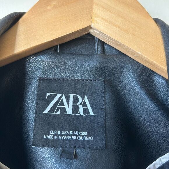 ZARA Faux Leather Cropped Biker Jacket - Picture 7 of 7
